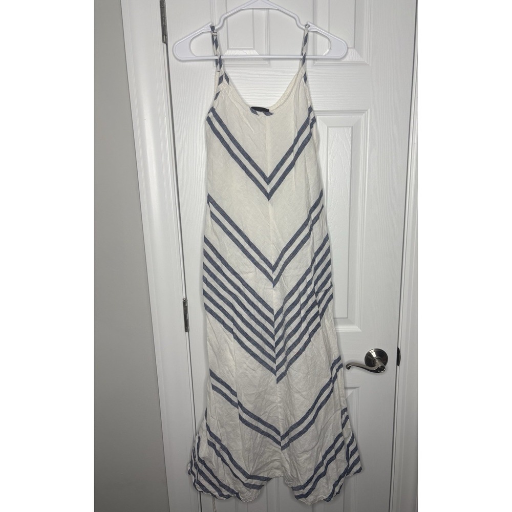 Fifteen Twenty Women's Sleeveless Striped Pattern Summer Dress Blue White‎ Sz XS